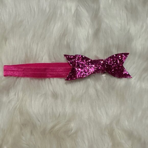 Hot Pink Sequin Flat Bow on FOE Headband - Picture 1 of 1